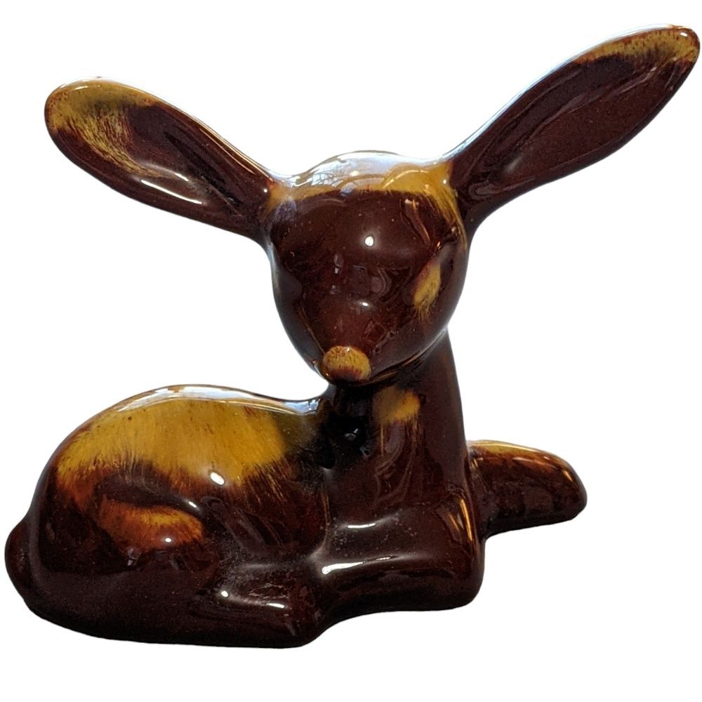 Blue Mountain pottery Fawn deer figurine collectible brown gold vintage